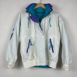 Vintage Cabin Creek Ski Jacket Removable Fleece Lining S Colorblock Retro